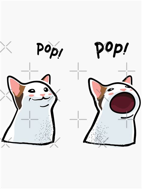 Popping Cat Meme Pop Cat Popcat Sticker By Coolintent Redbubble