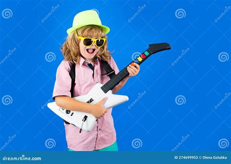 Little Boy Playing Guitar Like A Rock Star Child Musician Guitarist
