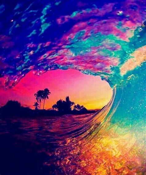 Learn how to paint a colorful sunset ocean wave in this free step by step acrylic painting tutorial by angela anderson. colors, island, magic, ocean, palm trees - image #3593063 ...