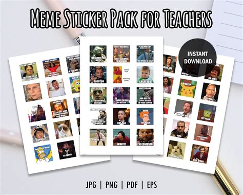 buy printable meme sticker pack for teachers teachers reaction stickers grading meme stickers