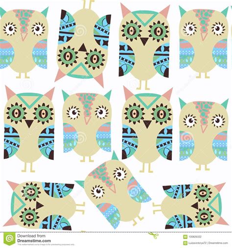 Owls Abstract Nature Fantasy Kids Pattern It Is Located In Swat Stock