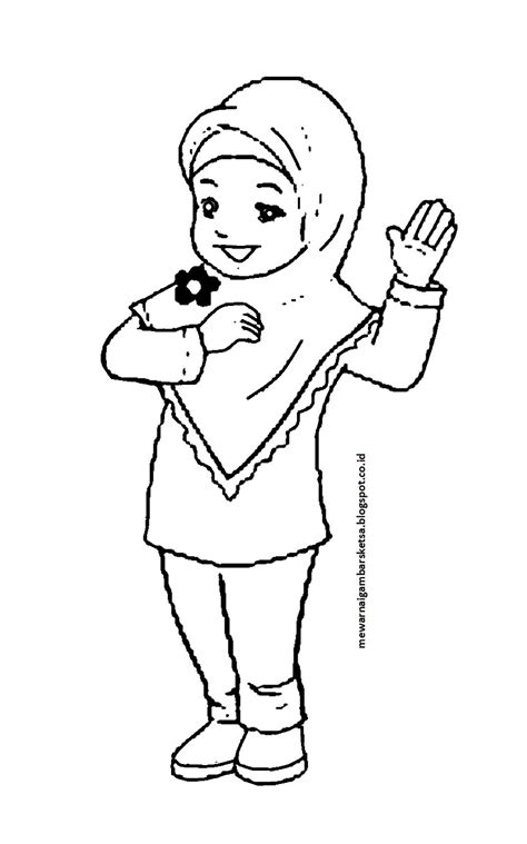Gambar kartun comel mewarnai gambar cartoon anak muslimah pakai via rebanas.com. Mewarnai Gambar: Mewarnai Gambar Kartun Anak Sekolah