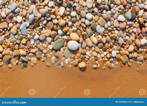 Sunlit Pebbles On A Sandy Beach Stock Photo Image Of Scene Sandy