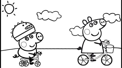 Showing 12 coloring pages related to pepa pig. Peppa Pig Cycling With George Coloring Page | Peppa pig ...