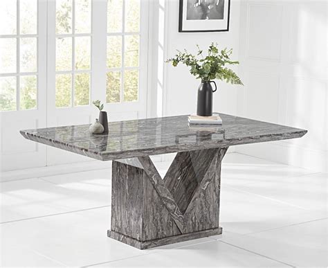Mocha 160cm Grey Marble Dining Table Oak Furniture Superstore