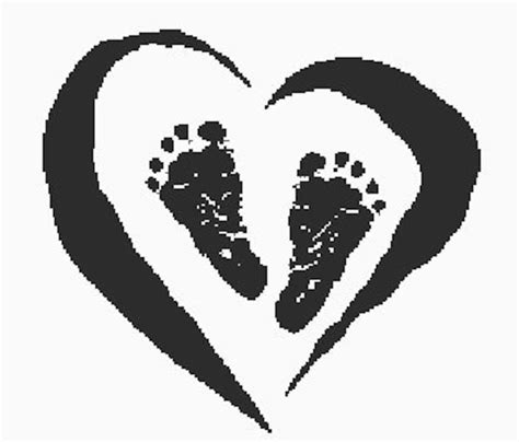 Baby Footprints In Heart A Digital Embroidery File Download Etsy