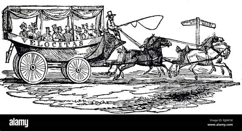 An Engraving Depicting A Horse Drawn Omnibus London Dated 19th