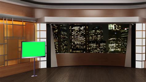 News Tv Studio Set 83 Virtual Background Loop Stock Video Footage