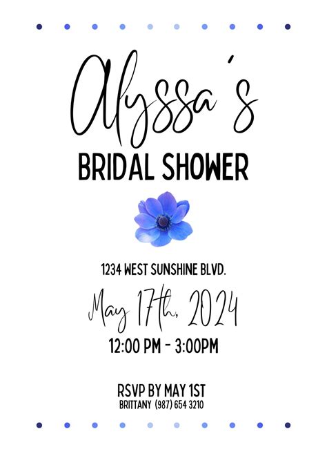 bridal shower invitation template 5x7 inch printable etsy
