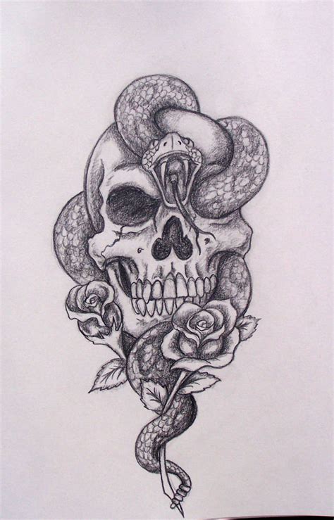 Skull Snake Roses By Davart11 On Deviantart