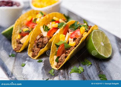 Delicious Tacos With Beef Stock Image Image Of Onion 61420197
