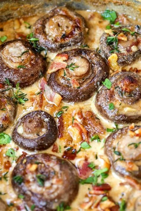 Creamy Bacon Mushrooms Recipe | Best Mushroom Side Dish Ever!