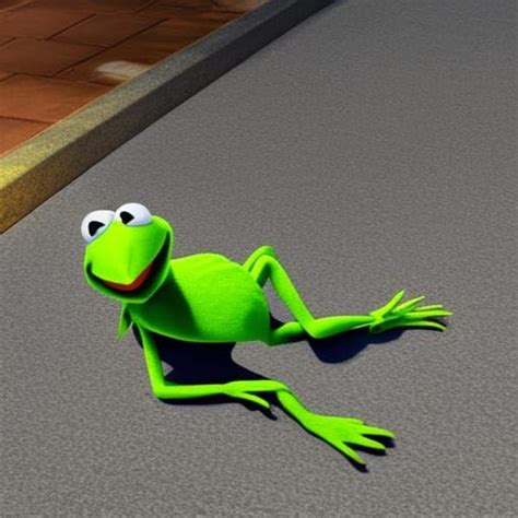 Kermit The Frog Dying On A Sidewalk Ai Generated Artwork Nightcafe