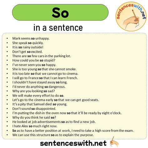 So In A Sentence Sentences Of So In English Sentenceswithnet