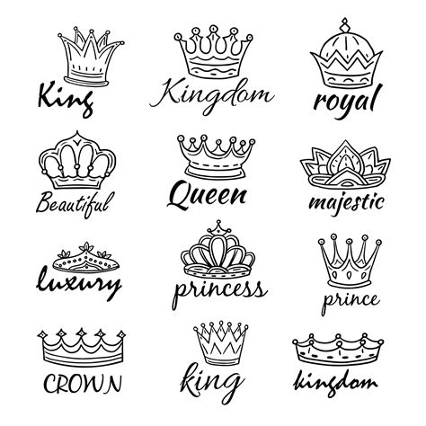 Premium Vector Sketch Crowns Hand Drawn King Queen Crown And