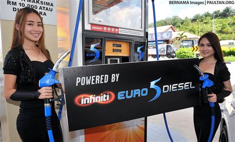 Euro 5 diesel is already available at some ptt, bangchak, esso and shell pumps under premium diesel categories. BHPetrol Infiniti Euro 5 Diesel launched in Klang Valley