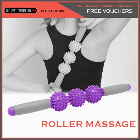 Fitness Spiky Balls Massage Roller Stick Muscle Trigger Point Therapy Handheld Massage Tool