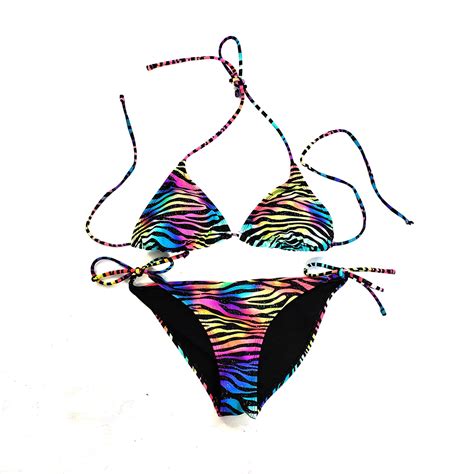 Neon Tiger Bikini Swimsuit By OP Vintage 90s Women S Size Large In 2021