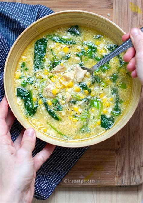 Whisk chicken broth, milk, and cornstarch together in a small saucepan until cornstarch is dissolved. Chicken & Corn Soup With Spinach - Instant Pot Eats