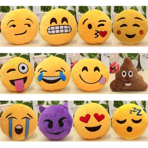 Emoji Emoticon Yellow Round Cushion Stuffed Pillow Plush Soft Toys Decor Inch Smiley