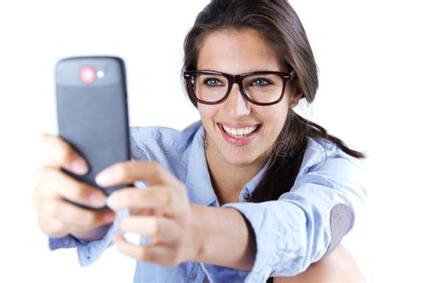 Adolescente Que Toma Selfie No Telefone Celular Foto De Stock Imagem De Menina Feliz 42277120