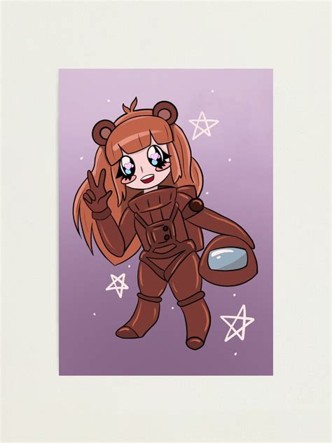 Among Us Brown Cute Bear Crewmate Space Girl Game Print Anime Girl
