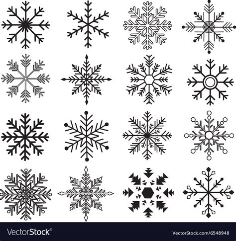 Black Snowflakes Silhouette Collections Royalty Free Vector