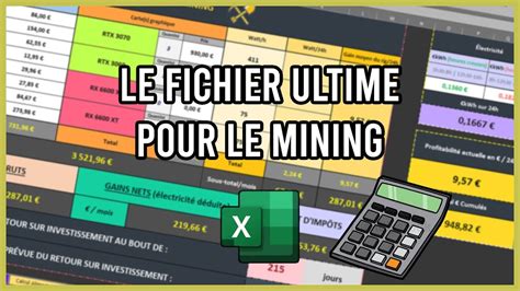 LE FICHIER ULTIME POUR CALCULER SA RENTABILITÉ DE MINAGE YouTube