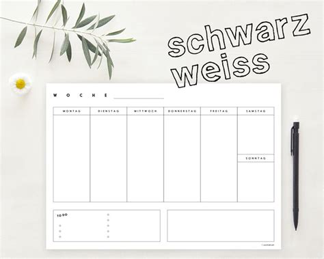 Gratis Download Wochenplaner Schwarz Weiss Wochen Planer Wochenplan