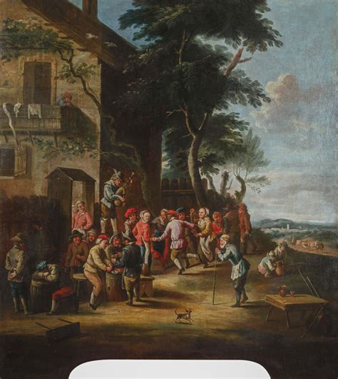 Peasants Dancing In Front Of The Tavern 18th Century Italian