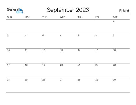 September 2023 Calendar With Finland Holidays