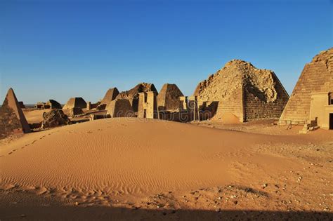 The Ancient Pyramids Of Meroe In Sahara Desert Sudan Stock Image