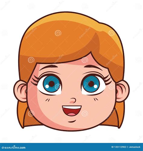 Cute Girl Face Cartoon Stock Vector Illustration Of Pretty 135112902