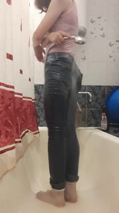 Suzy Jeans Wetting Then Showering In Clothes Pee Pants