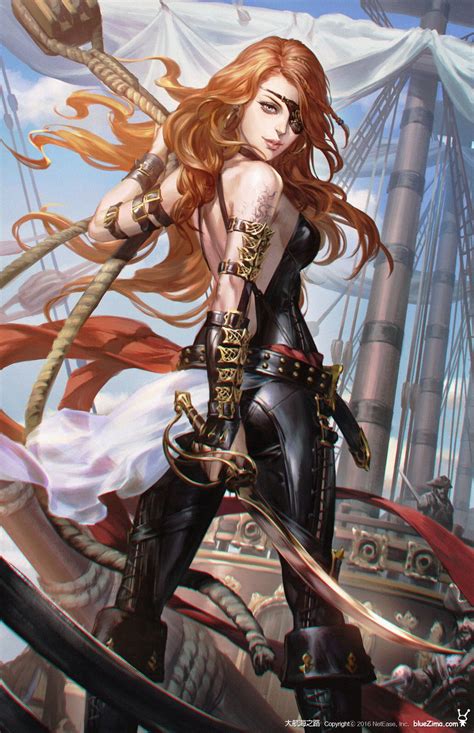 Black Pirate Bluezima Dong Wook Shin Pirate Woman Pirate Art Fantasy Female Warrior