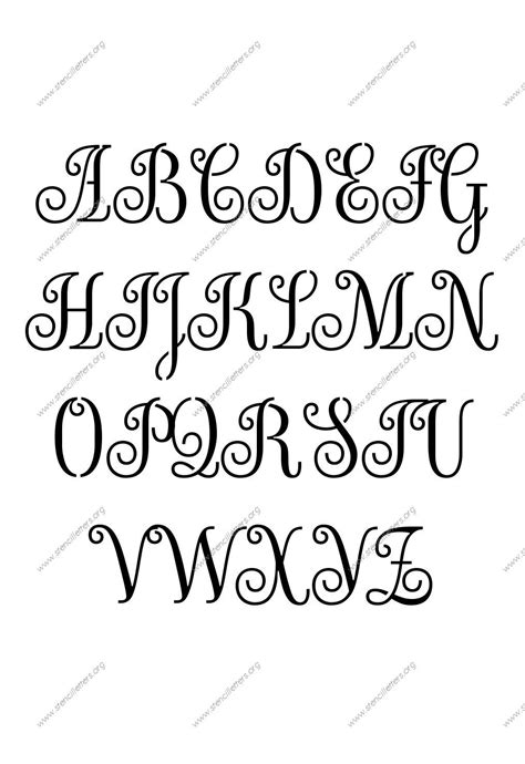 Exquisite Fine Cursive A To Z Uppercase Letter Stencils Lettering