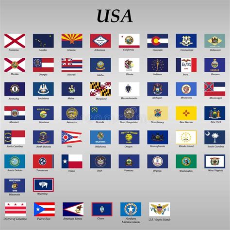 All Flags Of States Of The United States Stock Illustration