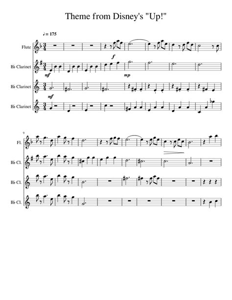 Theme From Disneys Up Sheet Music For Flute Clarinet In B Flat Mixed
