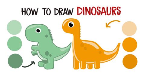 How To Draw Two Dinosaurs In 3 Minutes Cara Melukis Dua Dinosaur