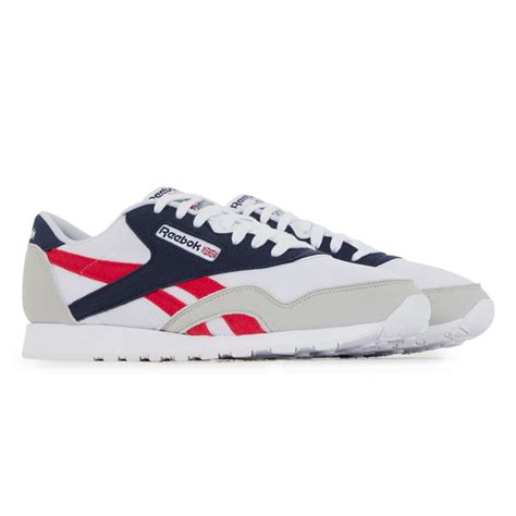 reebok classic nylon white blue red