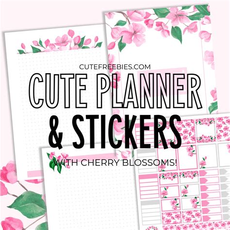 Printable Cherry Blossoms Planner And Stickers Cute