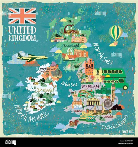 United Kingdom Map Showing Iconic Tourist Attractions