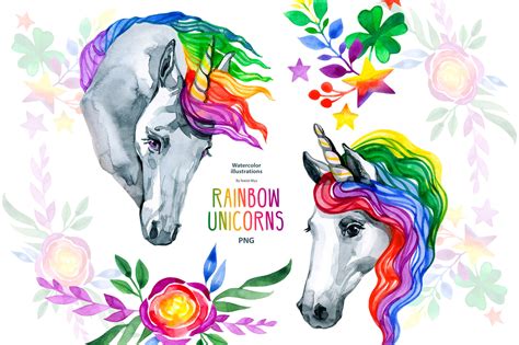 Watercolor Rainbow Unicorn Clipart By Aquarelloaquarelle