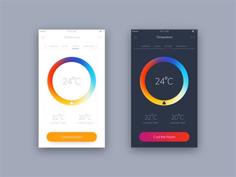 Download availble for android and ios gadgets. Temperature App UI Concept PSD - Freebie Supply