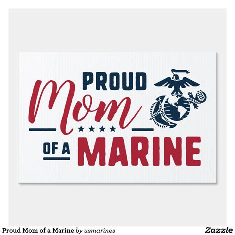 The Proud Mom Of A Marine Sticker Is Shown In Red White And Blue