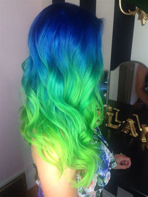 Blue Green Neon Aqua Hair Color Ombré Melt Green Hair Ombre Green
