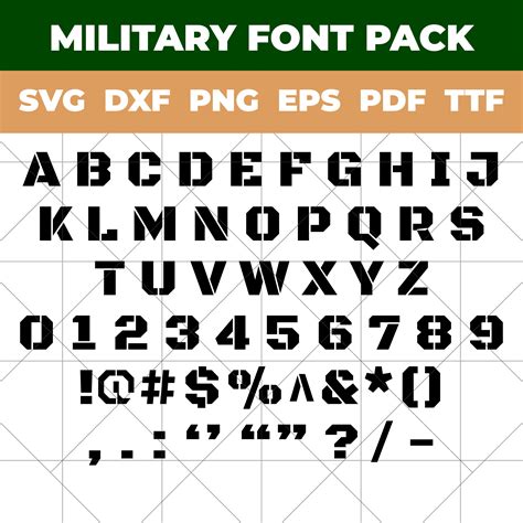 Stencil Font Svg Military Font Svg Army Ttf Svg Dxf Png Eps Pdf
