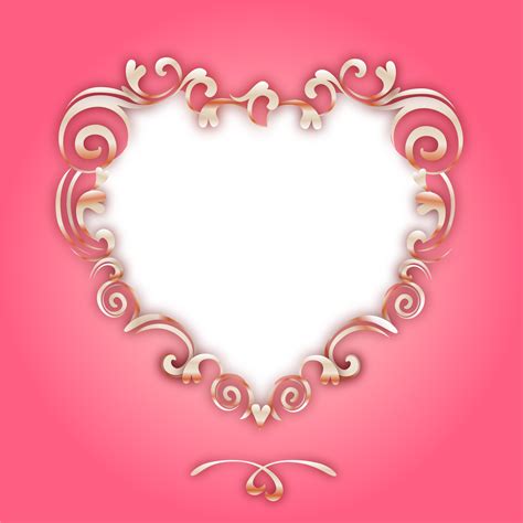 Elegant Golden Heart Shaped Frame Valentines Day Greeting Cards