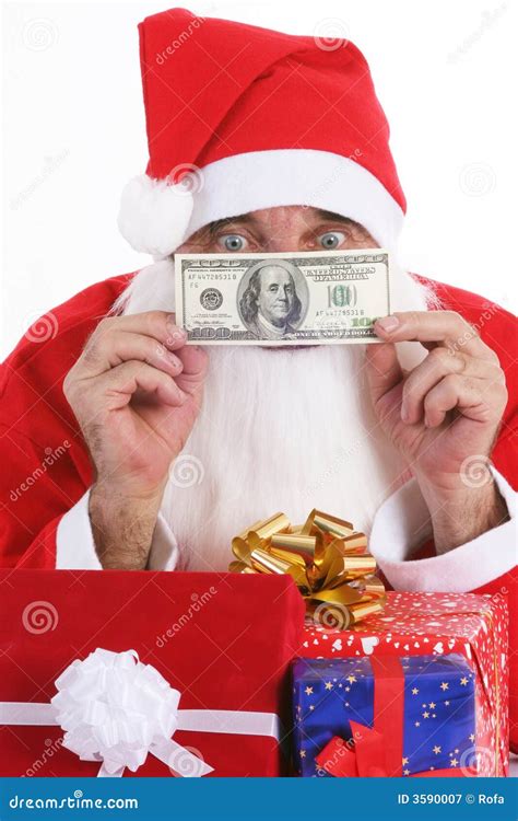 Santa Giving Money T Stock Image Image Of Adult Magical 3590007