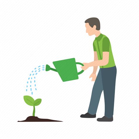Can Garden Man Plants Spring Tree Watering Icon Download On